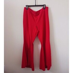INC International Concepts Pull On Pants Flare Split Leg Red Size 14